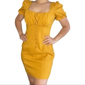 Snap Mini dress Mustard color